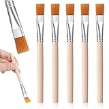 5 Stück Pinsel Set,Nylon Flache Pinsel Kleine Künstlerpinsel mit Holzgriff Flache Acryl Pinsels Nylon Malpinsel Flachpinsel für ölmalerei Aquarellmalerei Gouachemalerei Acrylmalerei Körpermalerei