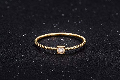 1/20CT Mini Princess-Cut Diamond Twisted Braided Band Stacking Minimalist Engagement Ring in 10k Gold, 0.06 CTTW2