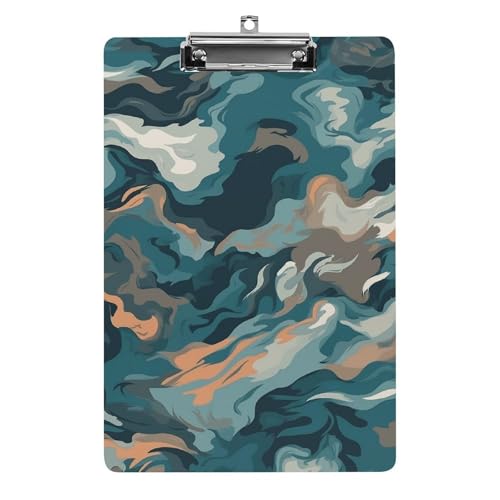 Porte-bloc en acrylique A4 haute résistance bleu camouflage design