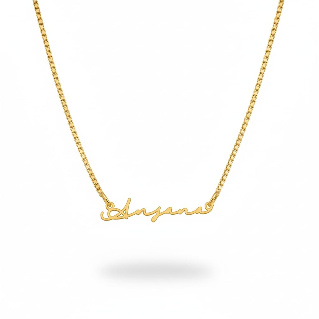 Diva Jewelller Customized Cursive Signature Name Necklace, Personalized Gold Tone Pendant with Chain-image-24