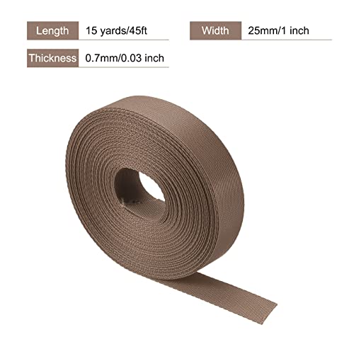 Image of MECCANIXITY Flat Nylon Webbing Strap 1 Inch 15 Yards Brown for Backpack, Cargo Strap, Luggage-rack