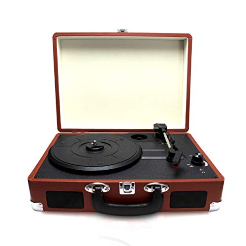 METRONIC 477181 Platine Vinyle 33/45/78 Tours avec Haut-parleurs intégrés et connectique RCA, Prise Casque – Marron - Les Beatles, Paul McCartney, John Lennon, RIngo Starr, George Harrison METRONIC 477181 Platine Vinyle 33/45/78 Tours avec Haut-parleurs intégrés et connectique RCA, Prise Casque - Marron – Image 3