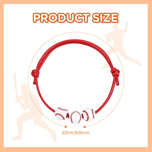 12Pcs Baseball Charm Bracelets Baseball Party Favor Baseball Beads Red White Adjustable Wristbands Inspirational Sport Bracelet For Teen Women Men Sport Birthday Party Christmas Holiday Gifts For Team #TOP3