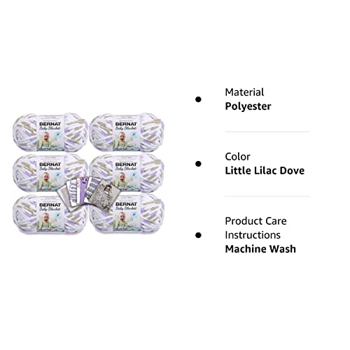 Bernat Baby Blanket Yarn - 6 Pack Bundle With Patterns (Little Lilac Dove) #TOP5