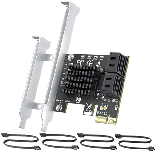 ELECNEXUS 4-Port SATA Expansion Card, PCIe 3.0 x1 to SATA Controller, Supports SSDs/HDDs and Boots as a System Disk, Windows/Mac/Linux/NAS Compatible (4 Sata Cables Included)