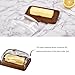 XTTAP butter dish with lid, glass airtight lid keeps butter soft, for countertop and refrigerator. Widened design to fit all butters. Covered butter dishes with, Made of glass and Acacia wood.