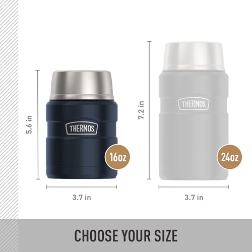 Image of THERMOS Stainless King Vacuum-Insulated Food Jar with Spoon, 16 Ounce, Matte Mid Blue