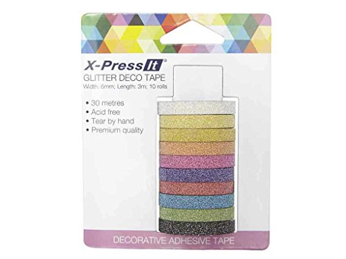 X-Press It Deco Tape 6Mmx3m 10 Rolls/Pkg-Glitter Cover