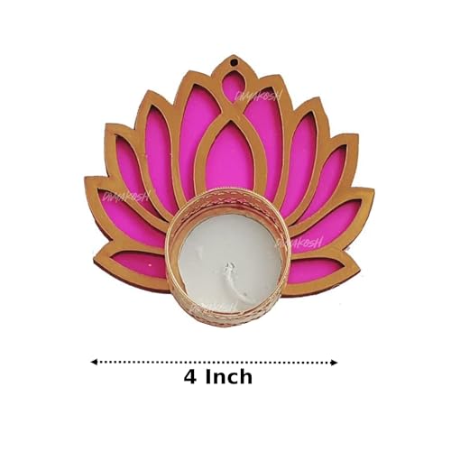 Divyakosh MDF Wood Rangoli Tealight for Diwali, Event Decoration, Home Decoration, Wedding and Religious Festival (Lotus Decor - 7 Pc)