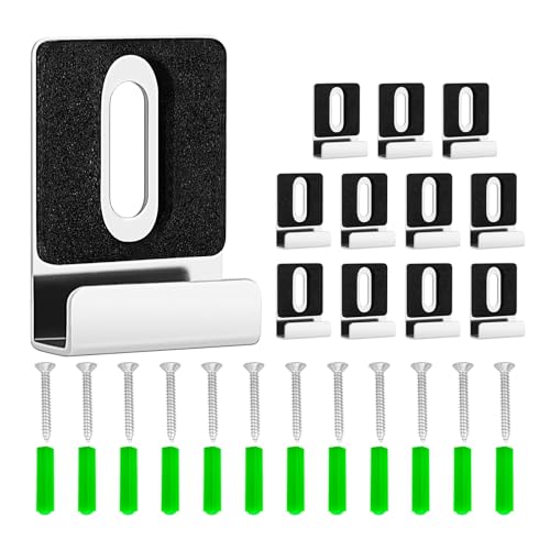 Image of Metal Mirror Holder Clips-12Pack Mirror Hanging Kit,Steel Heavy Duty Frameless Picture Mounting Hardware and Screw,Frameless Glass Anchors Hardware for Wall Hanging Photo Frames Tiles and Billboard