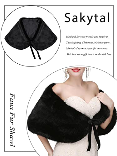 Women's Wedding Faux Fur Shawl Bridal Fur Wrap Evening Dresses Faux Shrug for Bride3