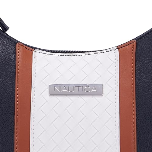 Image of Nautica Women Brand Logo Leather Shoulder Bag | Stylish Handbag | Tote Bag With Zipper