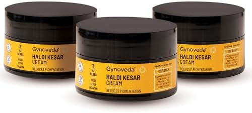 Gynoveda Anti Pigmentation Ayurvedic Cream. Turmeric Chandan Kesar for Natural Glow, Radiance and Daily Skin Care. 3 Jar, 75 grams