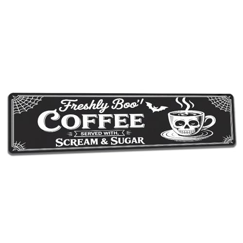 Freshly Boo'd Coffee Halloween-Küchenschild für Hexencafé, Spukeingang oder gruselige Wanddekoration, 20,3 x 30,5 cm