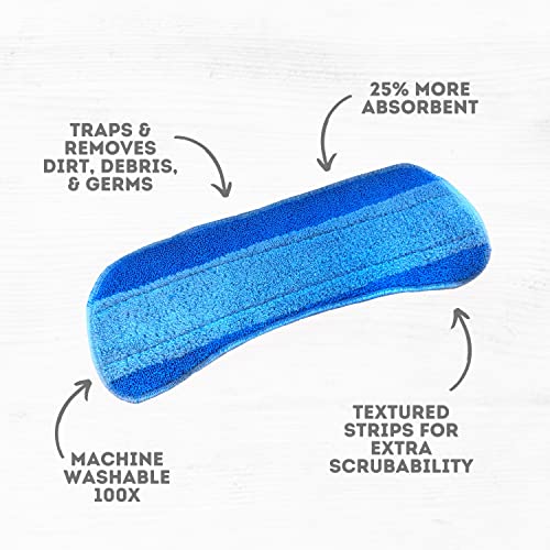 Quick Shine Spray Mop Refill Pad 15"W X 5.5"D | Washable & Reusable | Dual Action Scrubbing Strips For Thorough Cleaning | Highly Absorbent Microfiber | Use W/Quick Shine Multi-Surface Spray Mop #TOP1