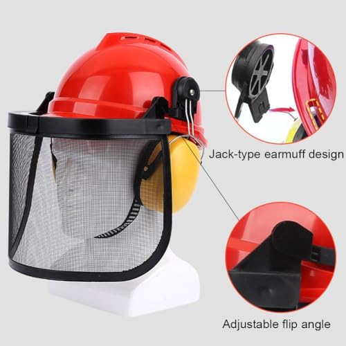 Casco forestal protector para trabajos de campo con orejeras y rejilla de acero 4