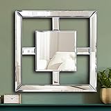 Square Mirrored Wall Decor Decorative Mirror Wall-Mounted Accent Mirrors 12x12” Art Mirror Elegant...
