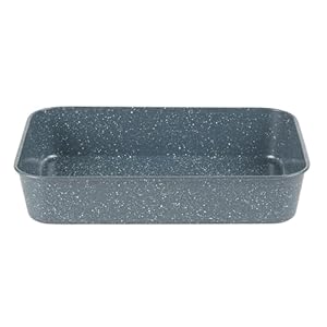 Russell Hobbs Nightfall Stone Roaster – 39cm Non-Stick Carbon Steel Roasting Tray with Deep Sides for Meat & Vegetables, Lightweight Large Oven Tin, Oven Safe to 220°C, Blue Marble