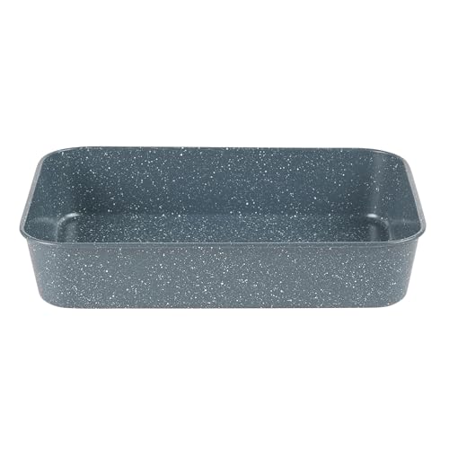 Russell Hobbs RH01832EU Fuente para horno profunda de la colección Nightfall Stone, bandeja de horno antiadherente, libre de pfoa, acero al carbono, 40 cm, chapa negra, esmaltada, mármol azul
