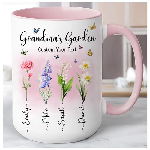 Personalized-Grandma-Mug-with-Custom-Kid-Names-and-Text-Grandmas-Garden-Mug-11oz-15oz-Customized-Mothers-Day-Coffee-Cups-for-Grandma-Gifts-for-Mom-Mama-Nana-from-Kids-Grandkids-on-Mothers-Day