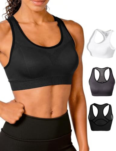 Image of Match Women's Seamless Racerback Sports Bra with Removable Pads Strappy Workout Bra Top for Yoga Gym Running Fitness (New Size)
