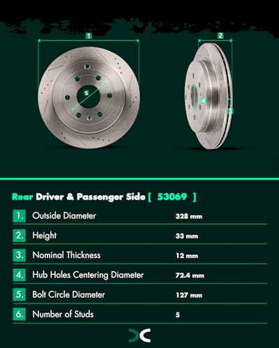 Image of SCITOO Brake Kit For Buick For Enclave,For Chevy For Traverse,For GMC For Acadia,For Saturn For Outlook Front Rear Drilled & Slotted Disc Brake Rotor Semi Metallic Brake Pad 55150;55151;D1169;D883