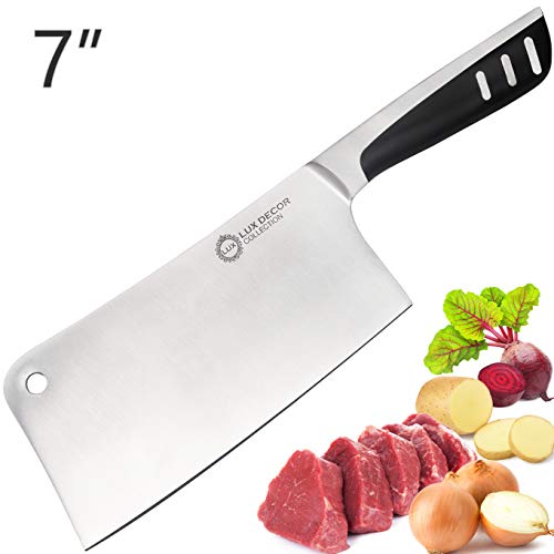 Lux Decor Kitchen Meat Cleaver 7 Inch High Carbon Stainless Steel Vegetable