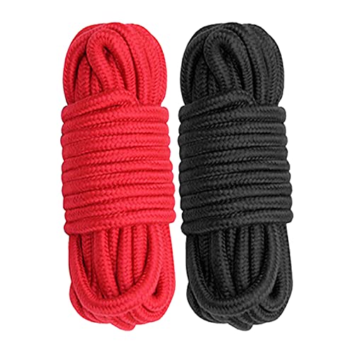Cosymate Soft Cotton Rope Binding Rope All Purpose Thick Cotton Twisted Knot Tying Rope, 8mm Diameter, 5m Long, Pack of 2