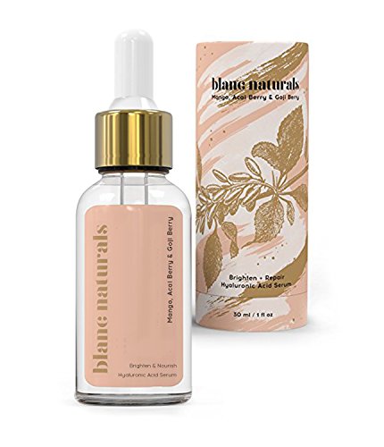 Blanc Naturals Hydrating Fine Line Correcting Vitamin C Brightening Serum for Face with Hyaluronic Acid, Vitamin E, Mango, Acai Berry and Goji Berry Extracts