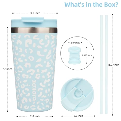 Image of BJPKPK 18 oz Coffee Tumbler with Straw, Insulated Stainless Steel Cup