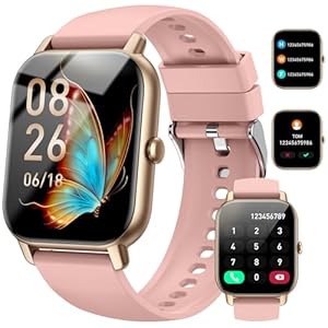 Smart Watch (Answer/Make Calls), 1.85″ Smart Watches for Men Women 110+ Sport Modes Fitness Tracker with Sleep Heart Rate Monitor, Pedometer, IP68 Waterproof Fitness Watch for iOS Android, New Pink