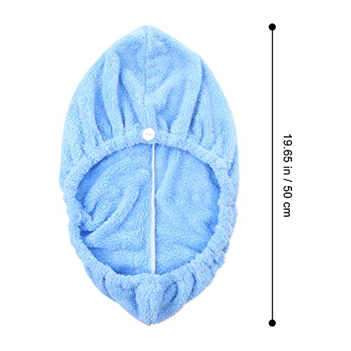 Lurrose Toalha de Cabelo de Lã Coral Envolve Com Botão para Mulheres Cabeça de Turbante de Secagem R