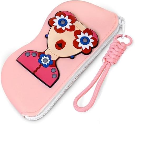 Cute Glasses Case - Cute Girls Glasses Case Organizer - Sunglass Organizer Storage Bag, Zipper Pouch Silicone with Wrist Strap for Eyewear Organization-image-31