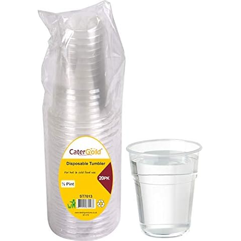 Disposable Recycleable Clear Plastic Tumbler Cups (0.5 Pint (280ml)) 20pk Cover