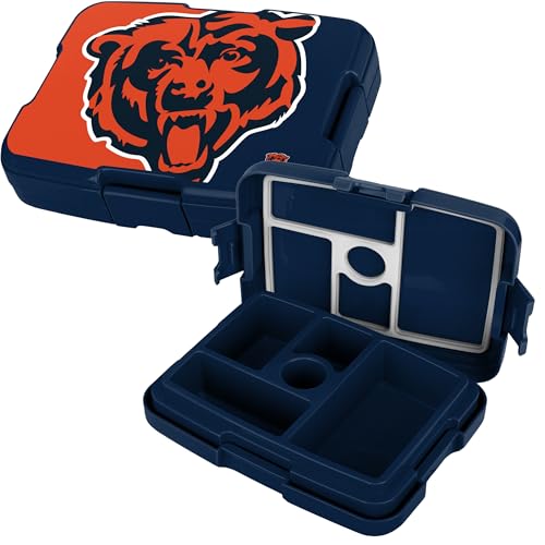 FOCO NFL Unisex-Adult Officially Licensed 2-Tone Big Logo Team Color Football Leak Proof 5 Compartment Bento Lunch Box - Chicago Bears