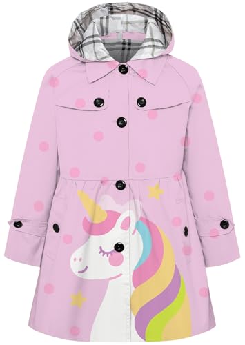 Image of Betusline Girl's Single Breasted Trench Coat Hooded Dress Coat Outerwear, 2-14 Years
