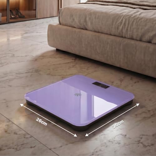 Image of Cult Active body Weighing scale, LCD display, Weight Machine, 180 Kg, Batteries included, Tempered Glass Platform, Ideal for Home Use, Purple.