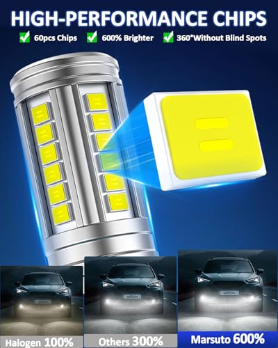 Image of Marsauto H10 9145 LED Fog Light Bulbs 12,000LM, 1:1 Size 360 Illumination 9140 H10 Fog Lights LED, 6500K White Strong Penetration, Upgraded LED Chips 9145 9140 LED Fog Lights, Accessory Light Kits