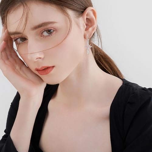 Hummingbird Dangle Earrings 925 Sterling Silver Cross Heart Flower Earrings Hummingbird Leverback Earrings Sunflower Bird Earrings Animal Earrings Mother and Daughter Earrings Hummingbird Jewelry Gift Birthday4