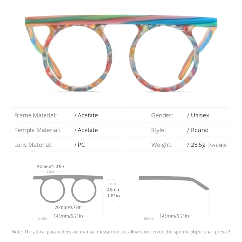 Image of HEPIDEM Multicolor Acetate Glasses Frame Women,Round Vintage Retro Optical Eyeglasses 9339