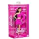 Barbie Deluxe Style-Puppe Nr. 2 mit Barbiecore-Outfit, schwarzen Haaren und glitzernder Beinprothese, pinkfarbenem Oberteil mit Stoffrose und passendem Rock sowie Accessoires, HYV26