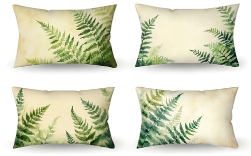 Coussin extérieur imperméable 50x80 : lot de 4 taies moutarde