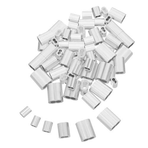 COLLBATH 150 Manguitos de Engarce de Aluminio - Casquillos de Doble Orificio de 1,2 Mm, 1,5 Mm, 2 Mm, 2,5 Mm, 3 Mm Y 4 Mm para Engarces de Cables de Acero, Proyectos de Bricolaje Y Exteriores