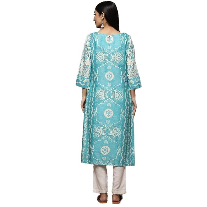 Image of BIBA Women Cotton Straight Fit Straight Printed Kurta