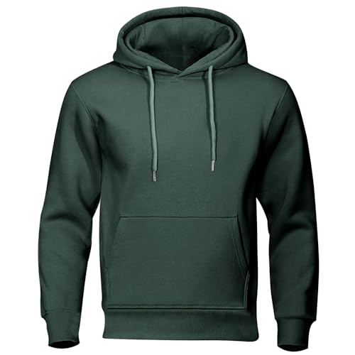 Hoodies for Men Pullover Sweatshirts Long Sleeve Winter Fleece Solid Color Casual Tops with Kanga Pocket Outdoor 2025