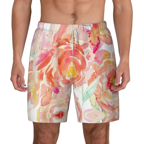 Short de bain respirant et séchage rapide à motif pivoine