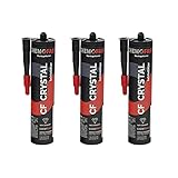 CHEMOFAST CF Crystal 3x290 ml, transparenter Montagekleber und Dichtstoff, Spezialkleber für Glas & Metall & Spiegel, glasklar für innen&außen
