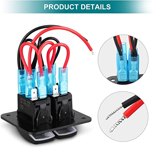 Panel de interruptor basculante de 2 bandas de aluminio precableado para barra LED de 12V 4