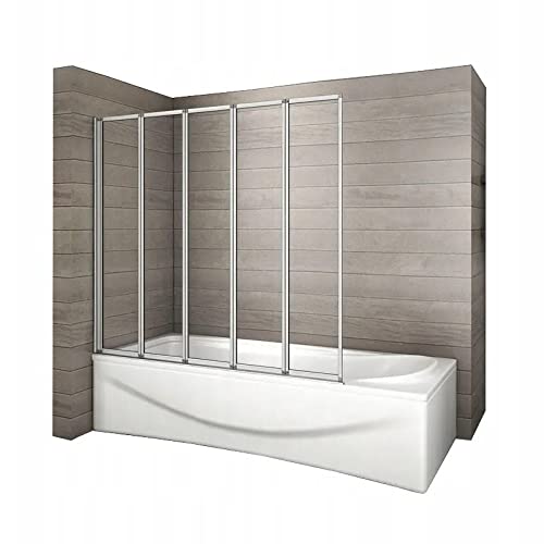 VBChomeFolding Shower Screen 120 x 140 cm Chrome Shower Enclosure Splash Guard Bath Attachment Folding Wall for Bathtub