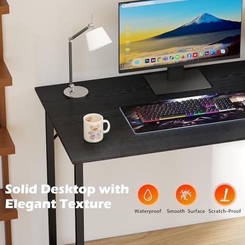 Image of BestOffice Computer Desk,Home Office Desk, Modern Simple Style for Home Office Study Writing (Black, 47 Inch)